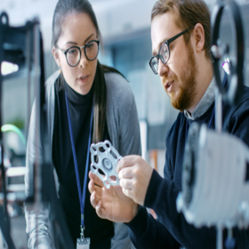 製品設計に取り組む男女