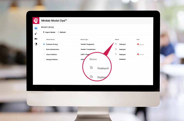 Various machine learning software solutions for analyzing data available in Minitab Model Ops.