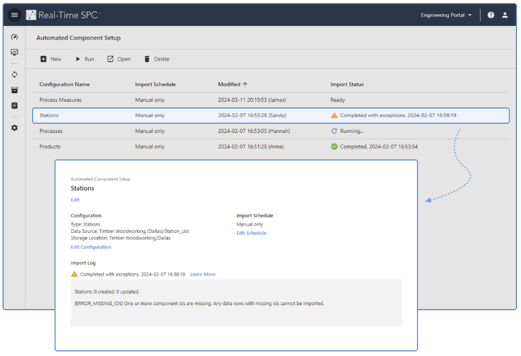 예외와 함께 완료된 구성 요소 자동 설정